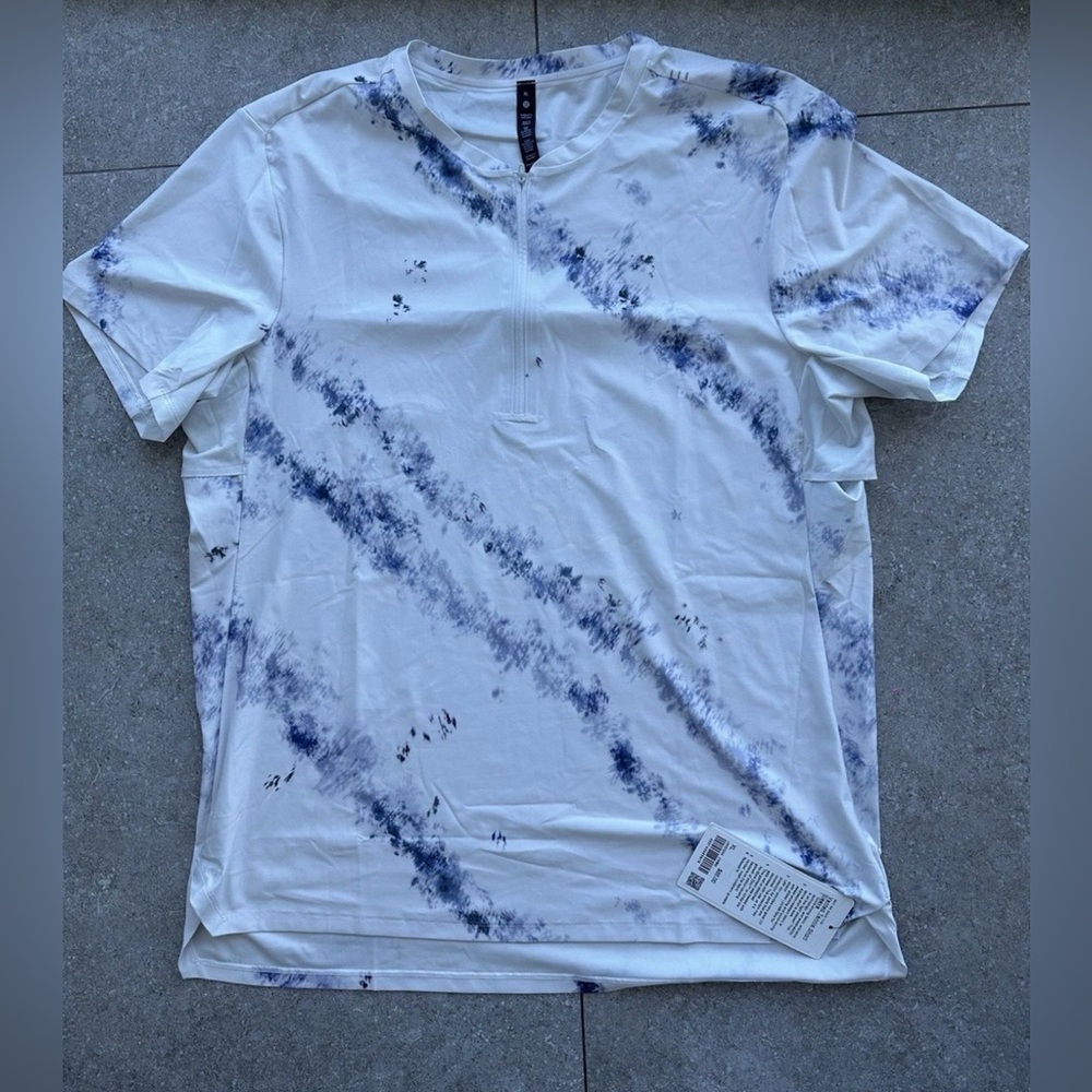 NWT Lululemon Tennis Shirt Vented Zip Up Extra Large XL Cross Court White Blue